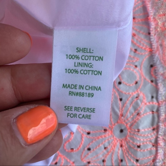 Lilly Pulitzer Ellen Flounce Dress Cantaloupe Embroidered Floral Ruffle Sz 0 NWT - Picture 9 of 9